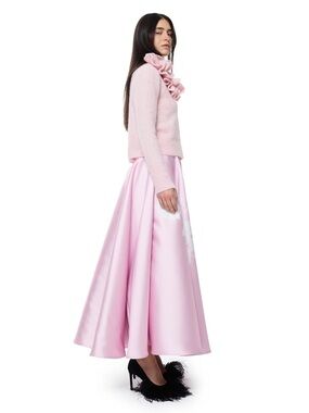 First Issue Pink Satin Pleated A-Line Maxi Skirt Button Closure Size 10P